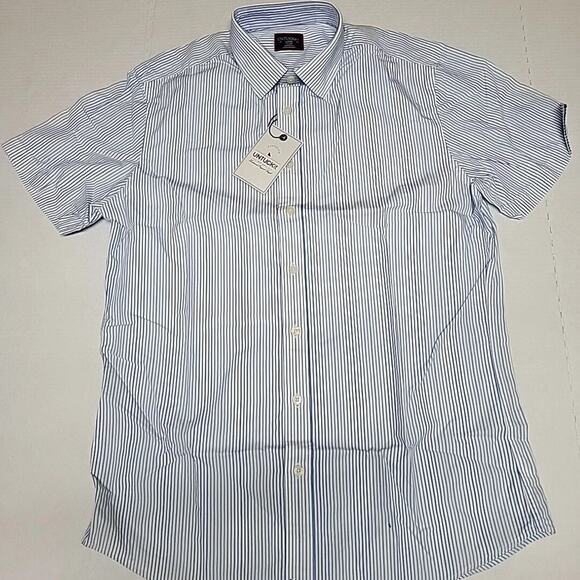 UNTUCKit Olivino Shirt Mens XL Tall Slim Blue Striped Button Up Short Sleeve - Picture 2 of 4
